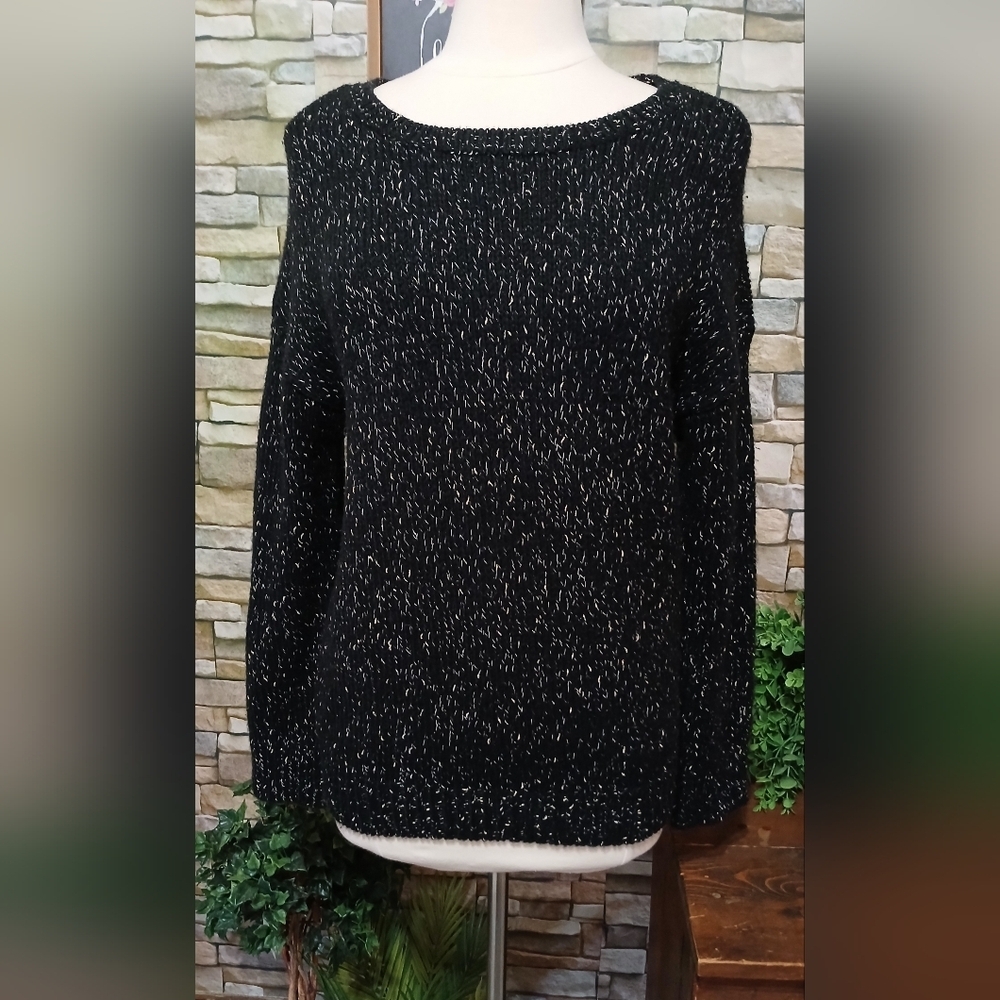 American Eagle Outfitters Vintage Boyfriend Black Metallic Knit Sweater Large